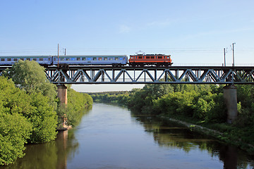 Image showing Train on the bridge