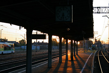 Image showing Morning scene at the railway station