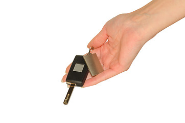 Image showing Elegant woman's hand with new car keys and keychain