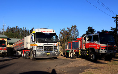 Image showing Fire engines and support vehicles at Regentville Station