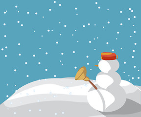 Image showing Snowman in the snow