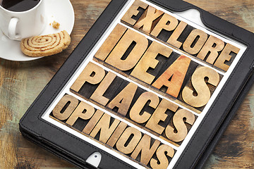 Image showing explore ideas, places and opinions