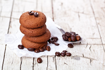 Image showing chocolate cookies and coffee beans