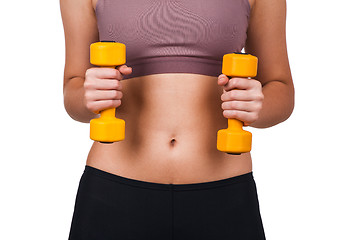 Image showing Woman with dumbbell