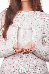 Image showing Portrait of a young girl with empty jar