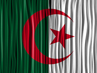 Image showing Algeria Flag Wave Fabric Texture Background