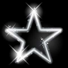 Image showing Silver Star Glowing on Black Background Christmas