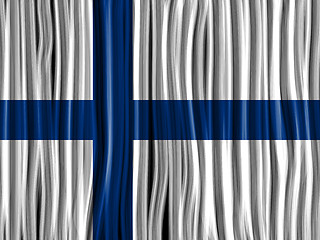 Image showing Finland Flag Wave Fabric Texture Background