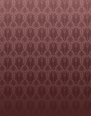 Image showing Seamless Pattern Red Retro Damask Flower Background