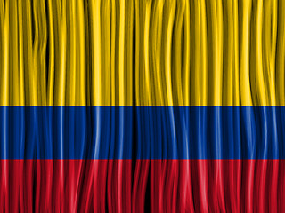 Image showing Colombia Flag Wave Fabric Texture Background
