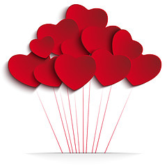 Image showing Valentines Day Heart Balloons on Red Background