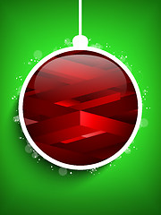 Image showing Merry Christmas Happy New Year Ball Geometric Green Background