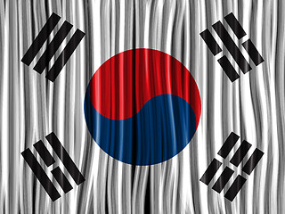 Image showing South Korea Flag Wave Fabric Texture Background