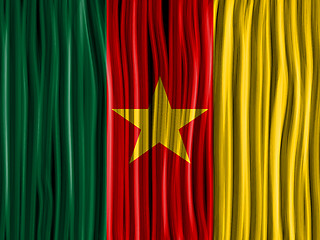 Image showing Cameroon Flag Wave Fabric Texture Background