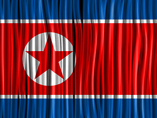 Image showing North Korea Flag Wave Fabric Texture Background