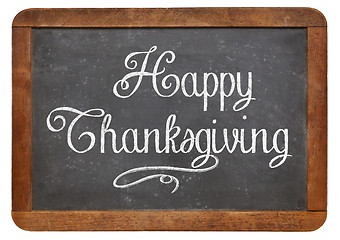 Image showing Happy Thanksgiving on blackboard