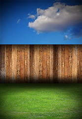 Image showing wooden fence on backyard