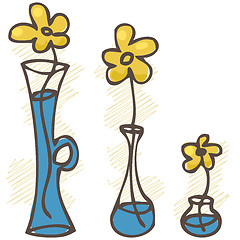 Image showing Vector illustration. Flowers in vases. set