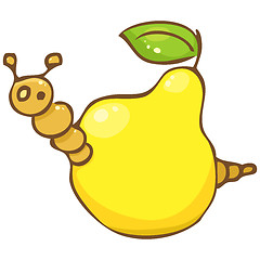 Image showing Vector. Funny worm in the pear