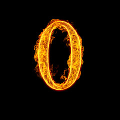 Image showing Fire alphabet number 0 zero