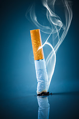 Image showing Cigarette butt - No smoking.