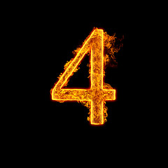 Image showing Fire alphabet number 4 four