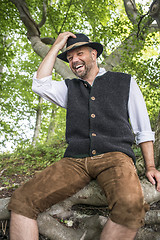 Image showing Sitting traditional Bavarian man