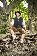 Image showing Sitting traditional Bavarian man