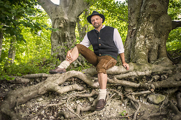 Image showing Sitting traditional Bavarian man