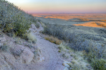 Image showing singletrack bike trail and prairie