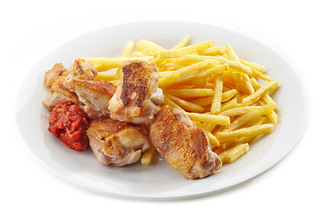 Image showing grilled chicken and french fries