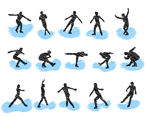 Image showing Set of figure skating grunge silhouettes