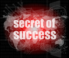 Image showing secret of success text on digital touch screen interface