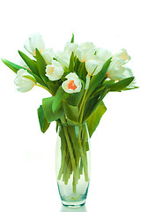 Image showing Beautiful tulips in glass vase