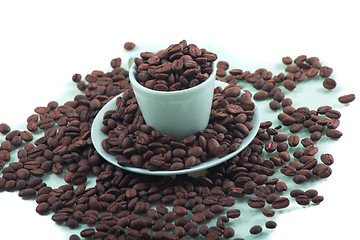 Image showing Coffee beans and cup