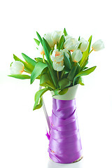 Image showing White tulips in vase