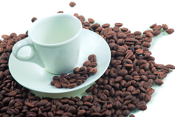 Image showing Coffee beans and cup