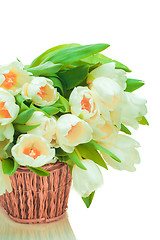 Image showing Beautiful tulips in basket