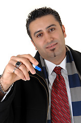 Image showing Man writing with marker.