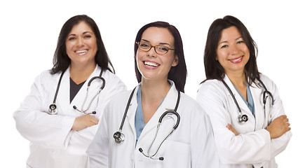 Image showing Three Hispanic and Mixed Race Female Doctors or Nurses