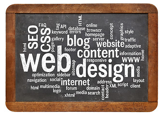 Image showing web design word cloud on blackboard