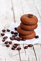 Image showing chocolate cookies and coffee beans