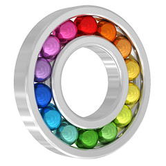 Image showing Bearing with colorful balls isolated on white