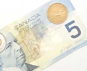 Image showing Canadian five dollar bill