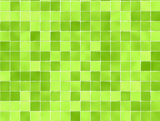 Image showing Green tiles wall covering