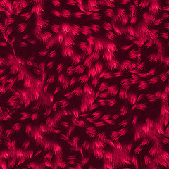 Image showing Red fur material textured. Christmas background