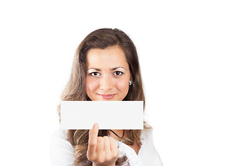 Image showing woman with sale sign