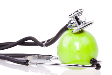 Image showing Stethoscope and apple