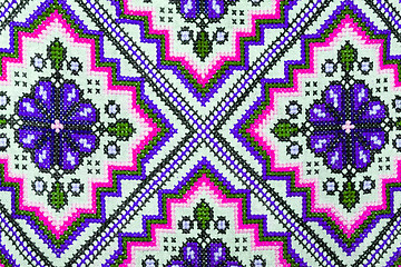 Image showing Cross stitch embroidery on canvas.