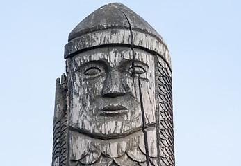 Image showing wooden statue of the ancient pagan god